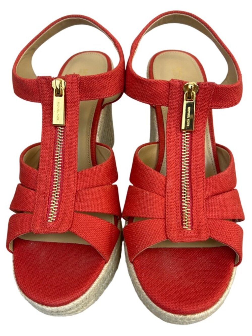 NWOT Michael Kors  Sz 8.5 Berkley Espadrille Wedge Sandals Front Zip - Picture 3 of 11
